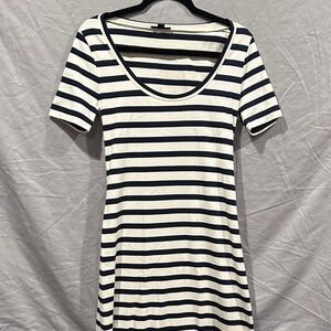 J. Crew Black and White Striped Short Sleeve Dress
